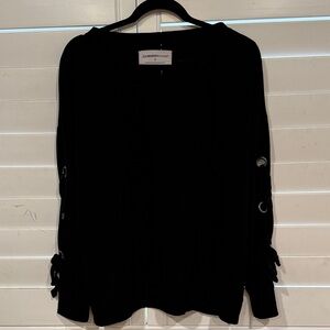 Elegant Black Hoodie with Lace-Up Sleeves